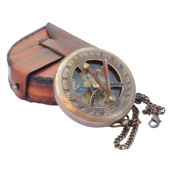 Mosiężny kompas z tarczą słoneczną | Steampunk