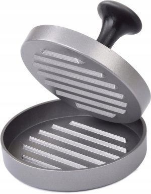 NIEPRZYWIERAJĄCA ALUMINIOWA PRASA DO BURGERÓW HAMBURGERÓW FORMA + PAPIER