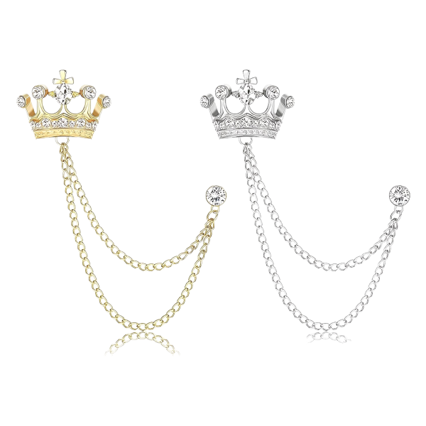 2 Szt. Broszki | z Koroną i Kamieniami Szlachetnymi | dla Mężczyzn i Kobiet