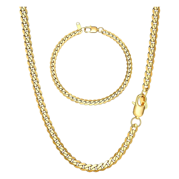 Męski łańcuszek pancerka 5 mm, złoty odcień, stal nierdzewna, 46 cm