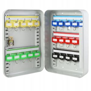 PUDEŁKO NA KLUCZE | 25 KLAWISZY |25 x 17 x 7,5 cm |SZARY | STAL STOPOWA