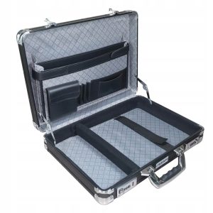 ALUMINIOWA WALIZKA MĘSKA | Z KŁÓDKĄ SZYFROWĄ | CZARNA | 45 x 33 x 11 cm