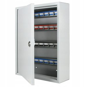 SZAFKA NA KLUCZE | 42 HACZYKI | REGULOWANE LISTWY Z HACZYKAMI | JASNOSZARA