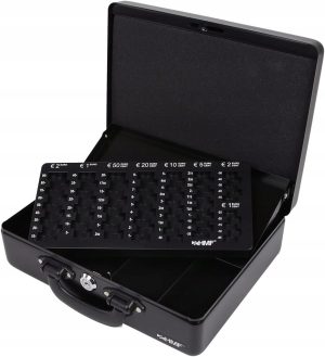 SKRZYNKA NA MONETY | TACA NA MONETY | 2 UCHWYTY | CZARNA| 30 x 24 x 9 cm