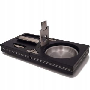 GERMANUS | Pudełko - zestaw popielniczki do cygar | Czarny