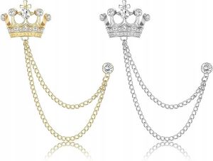 2 Szt. Broszki | z Koroną i Kamieniami Szlachetnymi | dla Mężczyzn i Kobiet