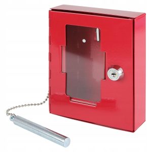 SKRZYNKA NA AWARYJNE KLUCZE| Z MŁOTKIEM| DO ŁAMANIA SZKŁA| CZERWONA
