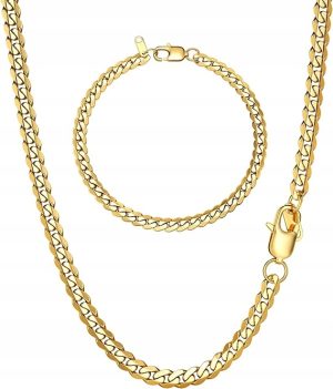 Męski łańcuszek pancerka 5 mm, złoty odcień, stal nierdzewna, 46 cm