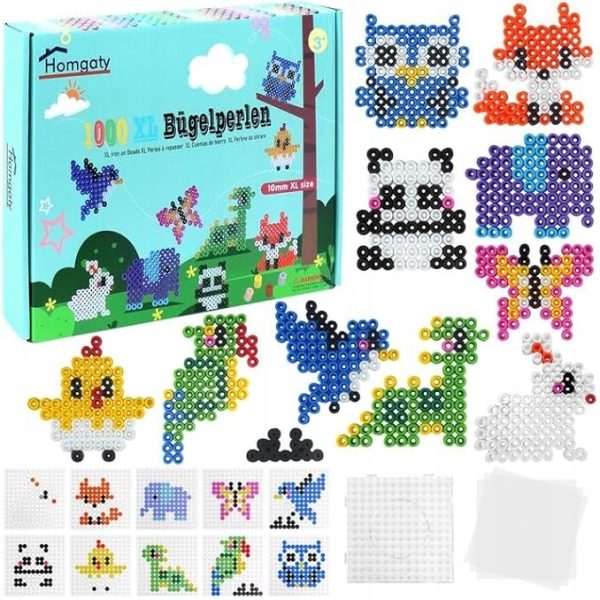 Homgaty Duży zestaw koralików do prasowania 10 mm, 1000 sztuk, 10 wzorów