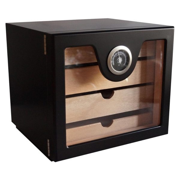 GERMANUS |Humidor do Cygara | Czarna Podstawa | 25 cm x 23 cm x 23 cm