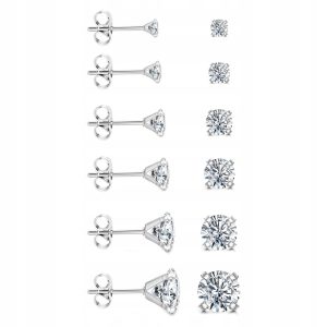 Zestaw 6-24 Par Kolczyków | Stal Nierdzewna 20G | Dla kobiet | srebrne