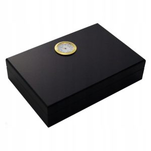 GERMANUS | Czarny humidor podróżny z drewnem cedrowym | Humidor Brevier