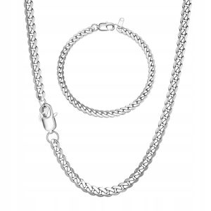 Łańcuszek męski 46 cm, 5 mm szerokości, srebrny, stal nierdzewna, pancerka