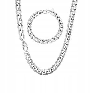 Męski łańcuszek pancerka 9 mm, stal nierdzewna, długość 51 cm, srebrny