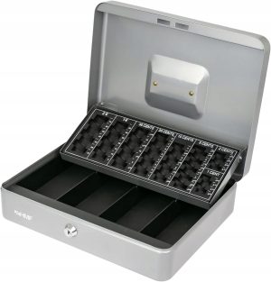 KASETA NA PIENIĄDZE ZAMYKANA | Z DESKĄ DO LICZENIA MONET|30,5 x 24 x 8,5 cm