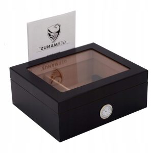 GERMANUS | Humidor | Prawdziwym Szklanym Blatem | Czarny