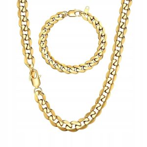 Męski łańcuszek pancerka 9 mm, stal nierdzewna, srebrny, 46 cm