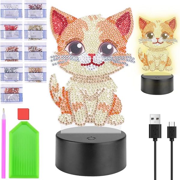 Homgaty Zestaw do Malowania Diamentami z Kotem dla Dziewczynek 5-10 lat