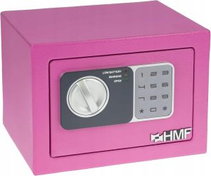 MAŁY SEJF Z ZAMKIEM SZYFROWYM| SEJF MEBLOWY | RÓŻOWY |23 x 17 x 17 cm
