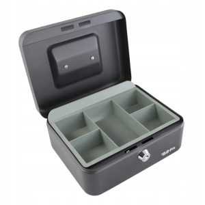 KASETKA NA PIENIĄDZE | WYJMOWANA WKŁADKA | 5 PRZEGRÓDEK | DWA KLUCZE