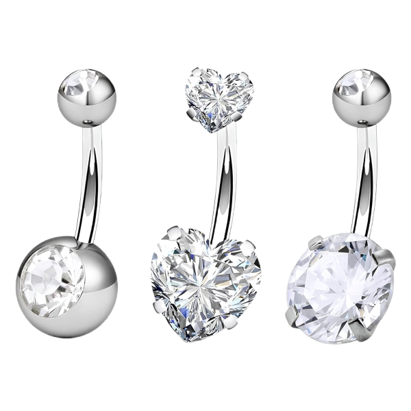 Srebrny Kolczyk do Pępka | 14G Stal Chirurgiczna 316L | 3 szt.