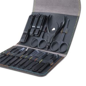 PROFESJONALNY ZESTAW PEDICURE| MANICURE| SKÓRZANE ETUI PODRÓŻNE | 16 w 1