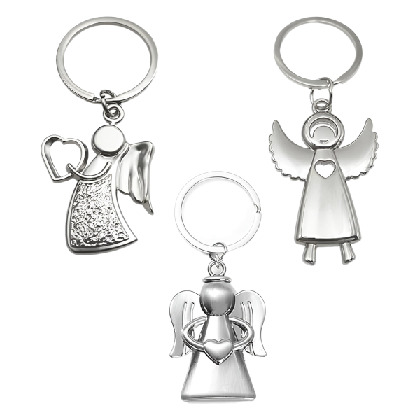 Breloczek do kluczy z Aniołem Stróżem | Srebrny talizman | 3 szt.