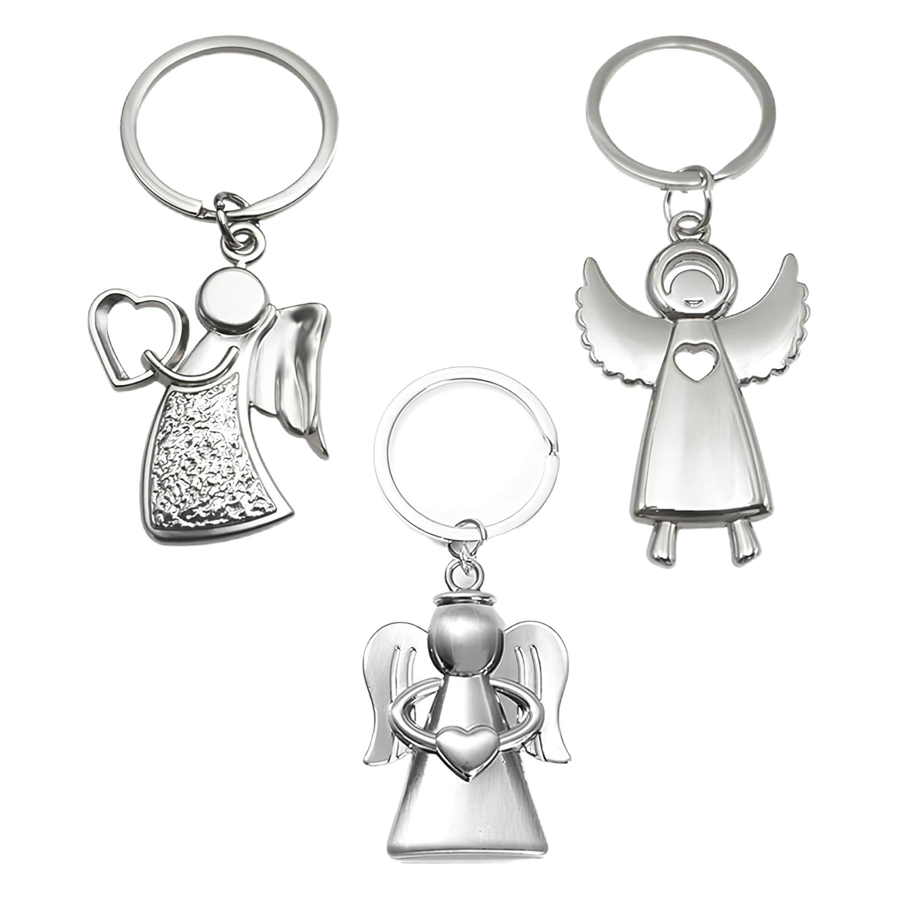 Breloczek do kluczy z Aniołem Stróżem | Srebrny talizman | 3 szt.