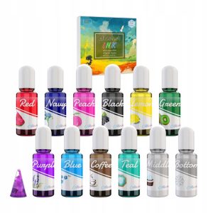 12 szt. BARWNIK DO ŻYWICY EPOKSYDOWEJ | BARWNIKI ALKOHOL | 12 x 10ml