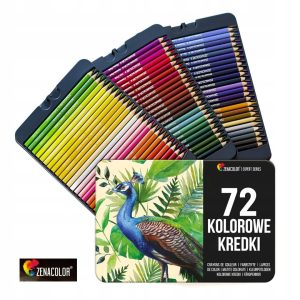 KREDKI OŁÓWKOWE 72 SZT KOLORY ZESTAW + PUDEŁKO DO RYSOWANIA DLA ARTYSTÓW