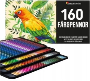 KREDKI OŁÓWKOWE 160 SZT KOLORY ZESTAW + PUDEŁKO DO RYSOWANIA DLA ARTYSTÓW