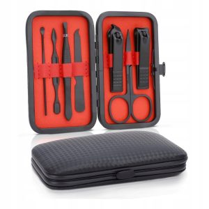 Zestaw do manicure 7 w 1, stal nierdzewna, czerwony obcinacz, pedicure