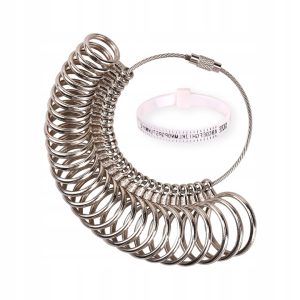 Zestaw mierników rozmiaru pierścionków, metalowy UK A-Z, kobiety mężczyźni