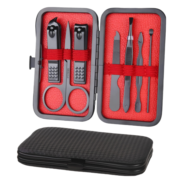 URAQT Profesjonalny zestaw do manicure i brwi 7 narzędzi w eleganckim etui