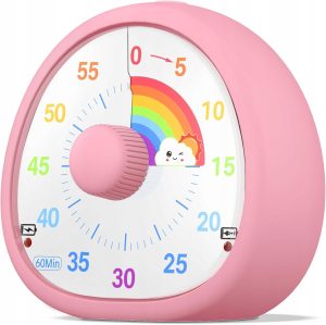 Wizualny Minutnik 60 Minut - Cichy, Ładowalny, Idealny dla Dzieci różowy