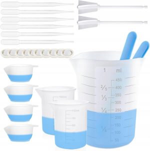 Zestaw narzędzi do pomiaru żywicy 450ml, silikonowe patyczki, pipety
