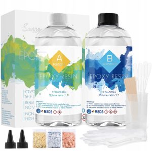 Żywica epoksydowa 1L do drewna, biżuterii, odlewów | Zestaw z akcesoriami
