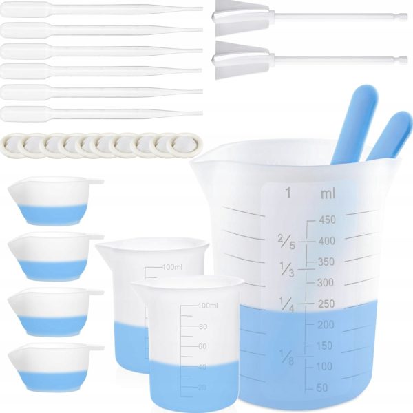 Zestaw narzędzi do pomiaru żywicy 450ml, silikonowe patyczki, pipety