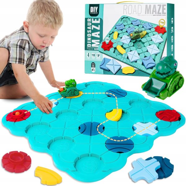 Gra Logiczna Dinozaur STEM Labirynt Puzzle Prezent Dla Dzieci