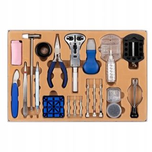 H&S Zestaw zegarmistrzowski do zegarków, 155 szt., narzędzia do paska
