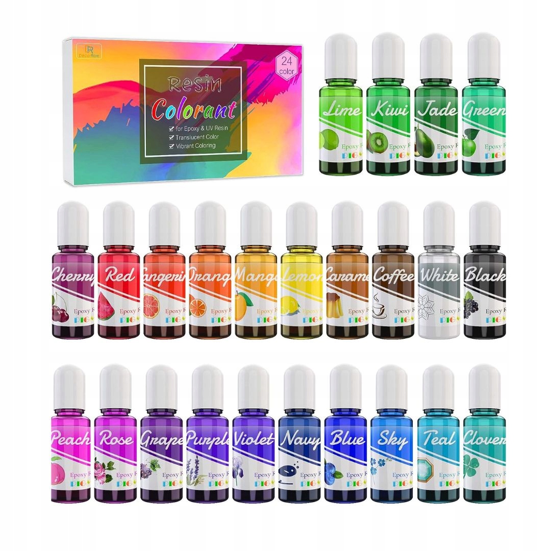 24 szt. BARWNIK DO ŻYWICY EPOKSYDOWEJ | BARWNIKI DO ŻYWIC UV | 24 x 10ml - obrazek 8