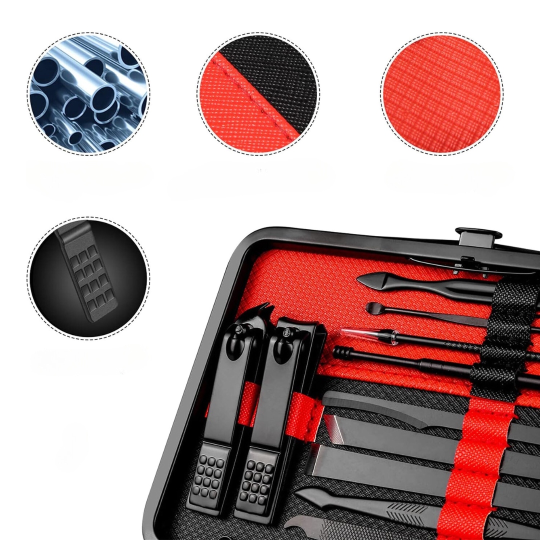 PROFESJONALNY ZESTAW PEDICURE |MANICURE|18 NARZĘDZI DO PIELĘGNACJI PAZNOKCI - obrazek 2