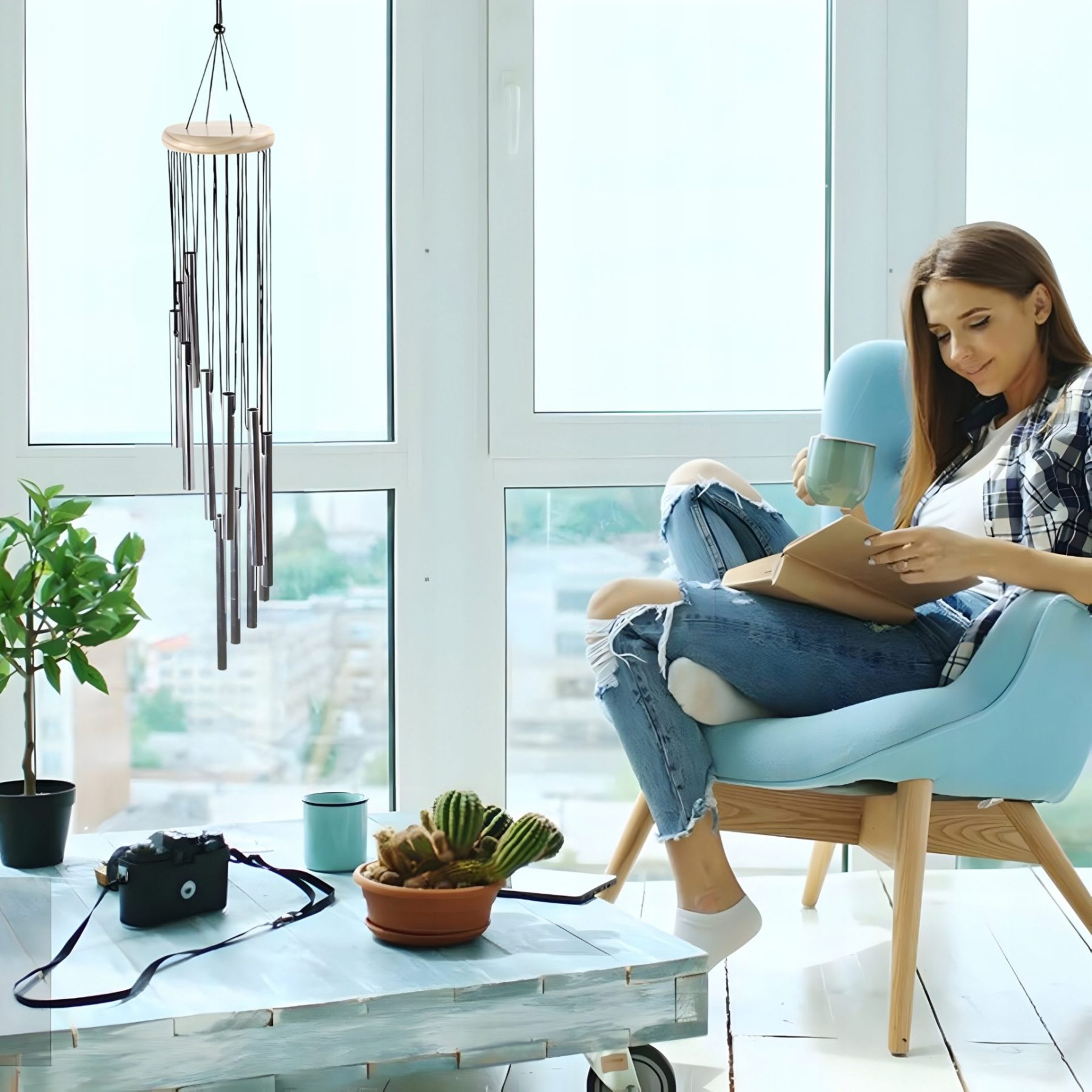 59 CM | DZWONKI WIETRZNE OGRODOWE Z METALOWYMI RURKAMI | DZWONEK WIETRZNY - obrazek 5