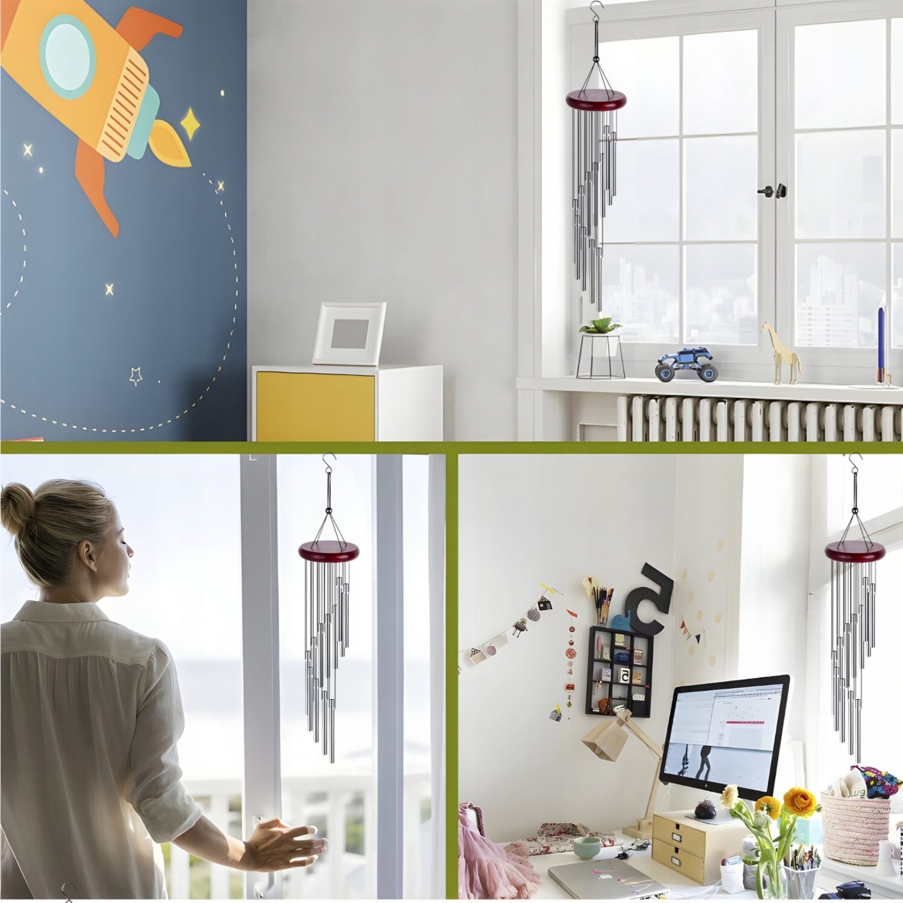 DZWONKI WIETRZNE OGRODOWE Z METALOWYMI RURKAMI DZWONEK WIETRZNY 58 cm - obrazek 3