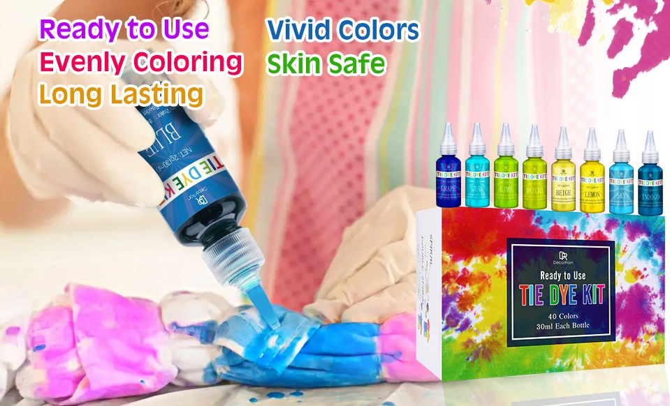 Kompletny Zestaw Farb Tekstylnych 40 Kolorów DIY Rękodzieło Ubrania 40x30ml - obrazek 12