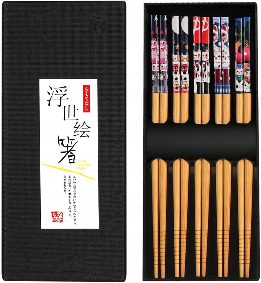 Japońskie Pałeczki Bambusowe - Zestaw 5 Par, Wielokrotnego Użytku - obrazek 10
