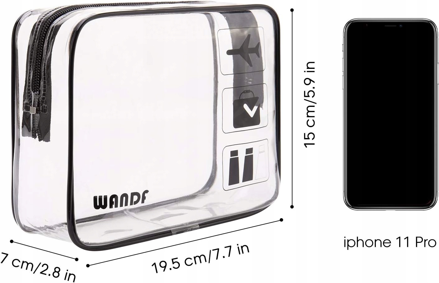 Przezroczysta Kosmetyczka Podróżna TSA 3-1-1 - Wodoodporna, Lekka 2 szt. - obrazek 2