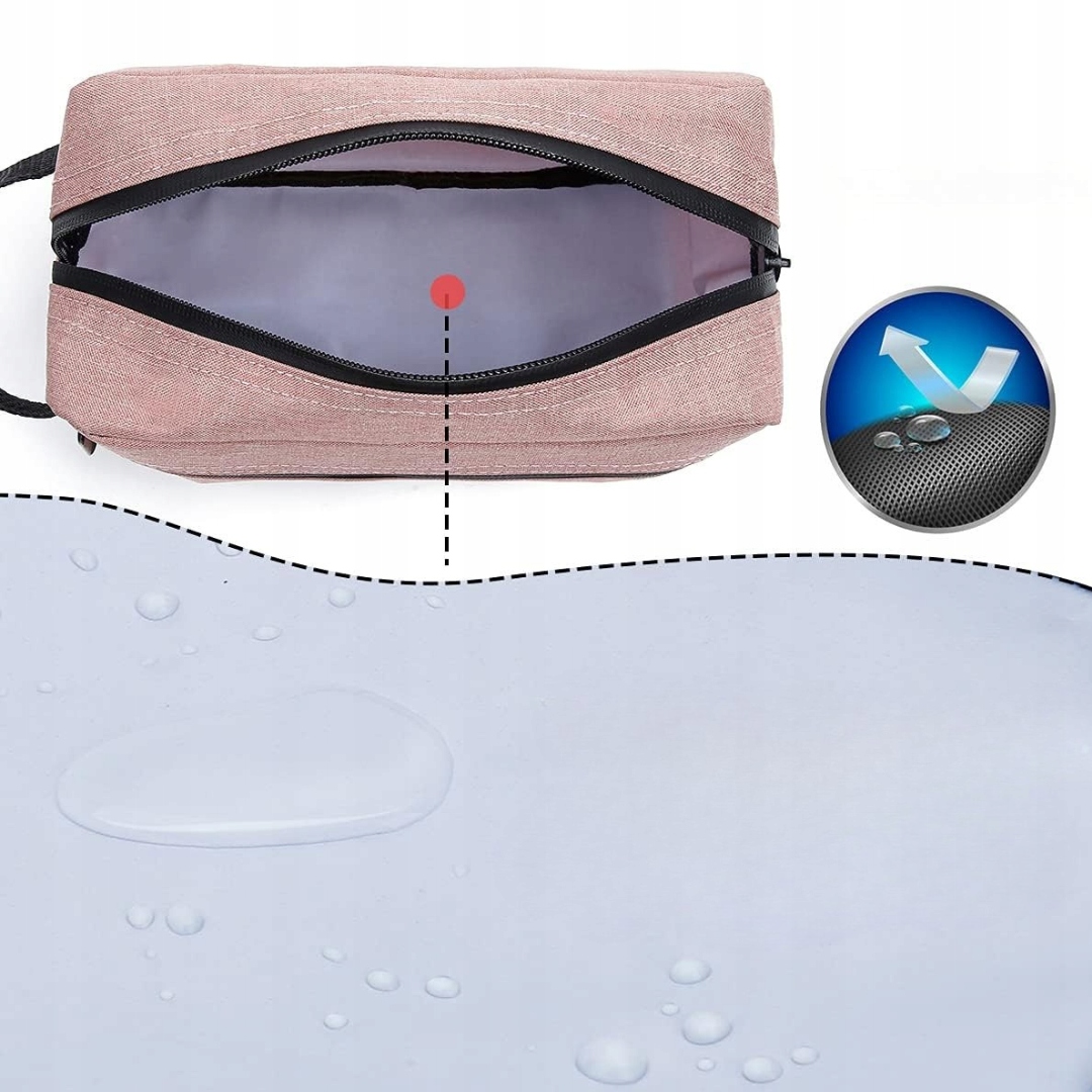 Podróżna Kosmetyczka - Wodoodporna, Pojemna i Stylowa Torba różowa podróżna - obrazek 7