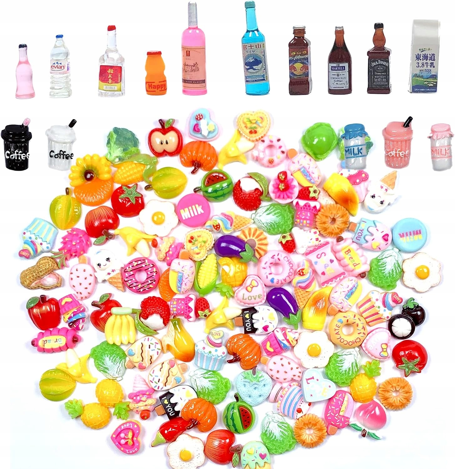 Miniatury spożywcze, napoje, żywica, dekoracje DIY 120 Sztuk