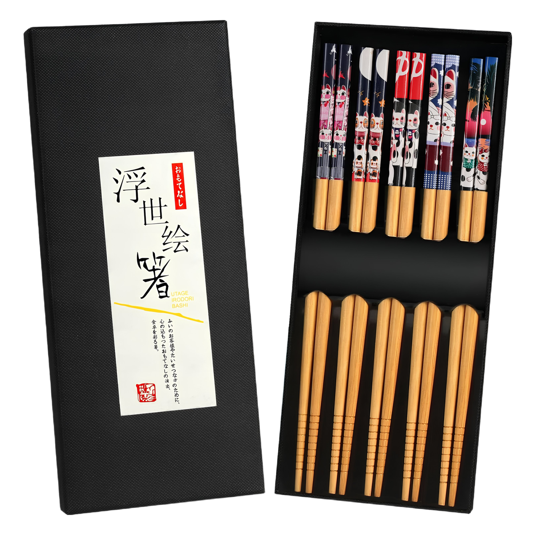 Japońskie Pałeczki Bambusowe - Zestaw 5 Par, Wielokrotnego Użytku